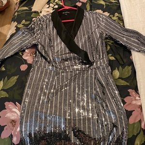 Silver sequin blazer dress